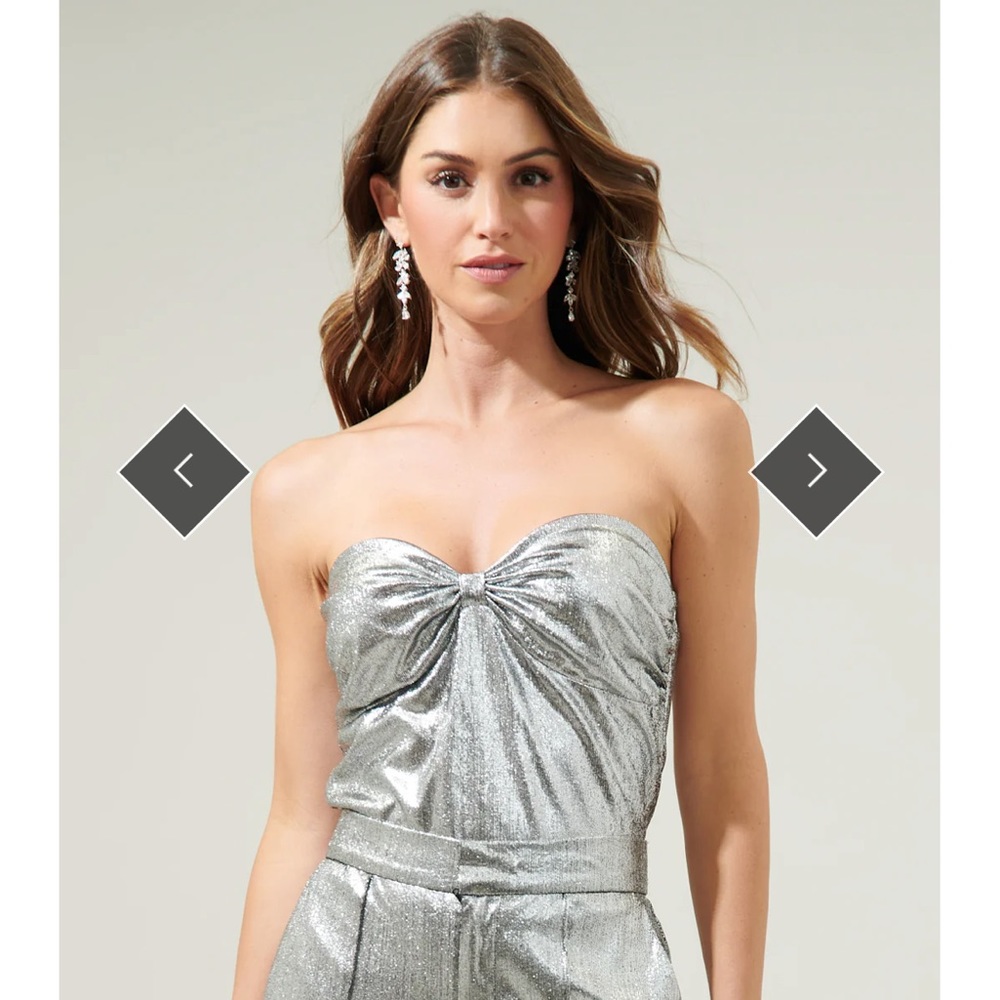 NWT Primadonna Strapless Bustier Liquid Top Silver